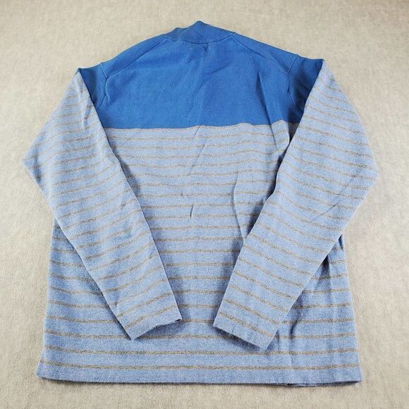 Peter Millar Sweater Mens Medium Blue Stripe Crown Comfort 1/4 Zip Golf Pullover - Picture 6 of 7